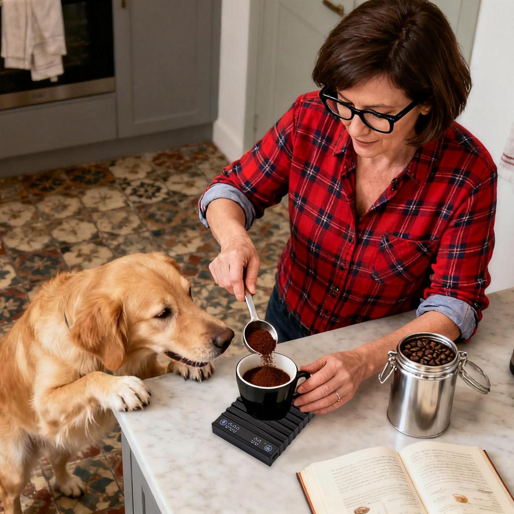 Kaffee Waage mit Timer Wiederaufladbares Messwerkzeug LED Display Küchen Kaffee Waagen für Lebensmittel Mahlzeit Pulver Bohne Kochen Backen