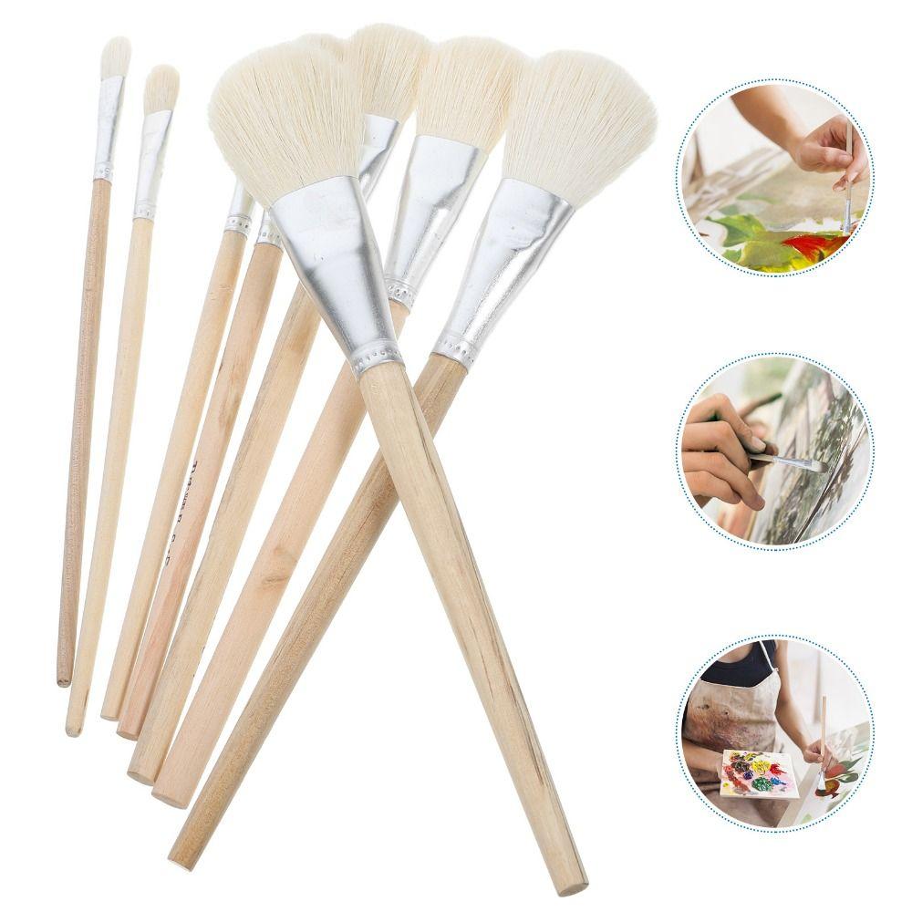 Wood Color Painting Pen Soft Goat Hair Blend Mop Brush Set Goat Hair Mop Brush  Complementary Color