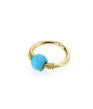 Turquoise Beaded Ear Bone Nail Copper Geometric Nose Rings Clips Lip Body Piercing Stud Earring Jewelry