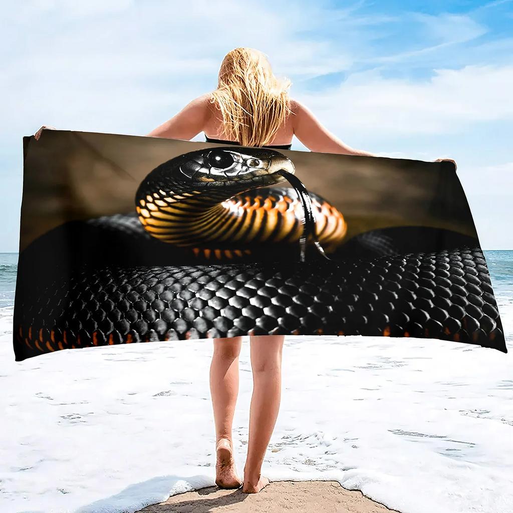 Snake Beach Towel Oversized Microfiber Bath Towel,Super Absorbent Sand Free Cool Swim Travel Spa Sport Towels for Reptile Lovers