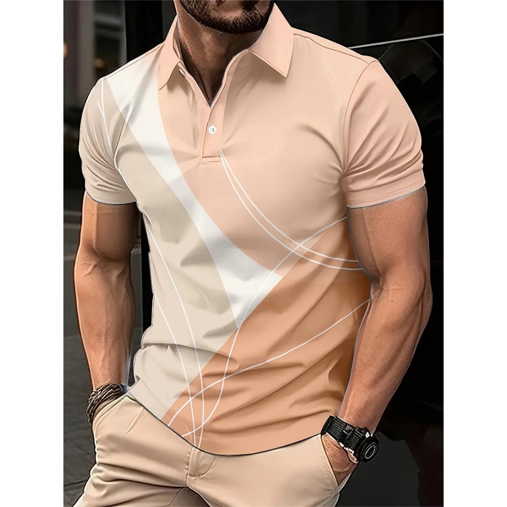 Простая геометрическая line футболка-поло, модная летняя футболка-поло с коротким рукавом 3D S