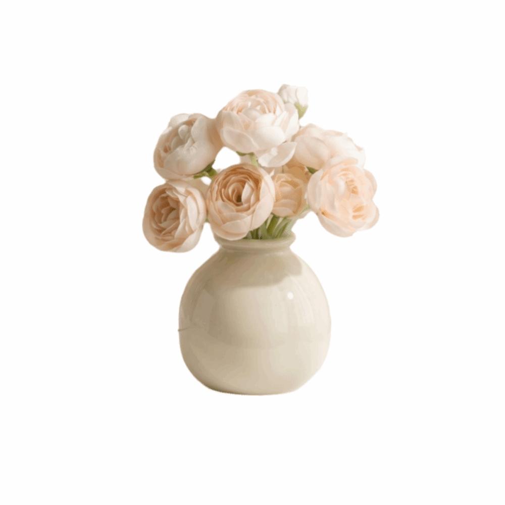 Ceramic Vase Artificial Rose Elegant Faker Flower Ins Minimalist Simulated Flower Set  Living Room Light Pink Flower