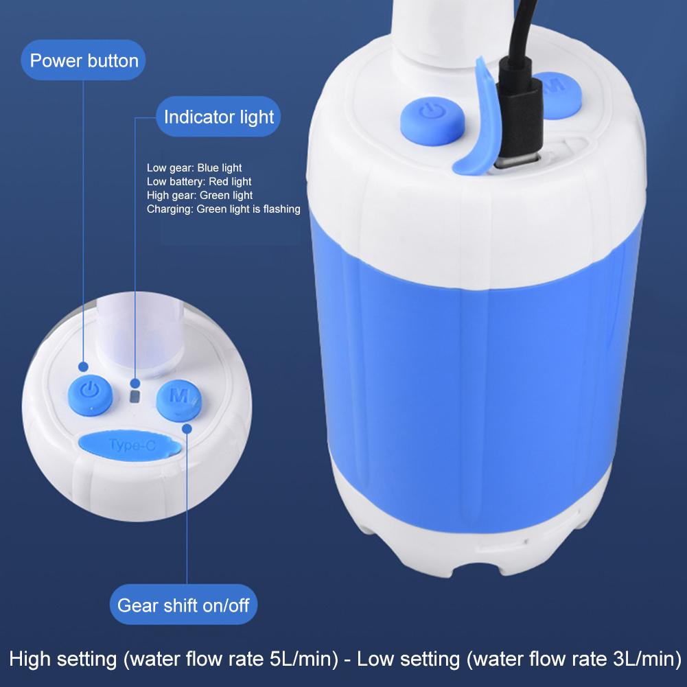 Outdoor Camping Shower Pump 4000mAh Rechargeable Shower Head Sprayer Portable Electric Shower Pump Set for Travel Camping Hiking