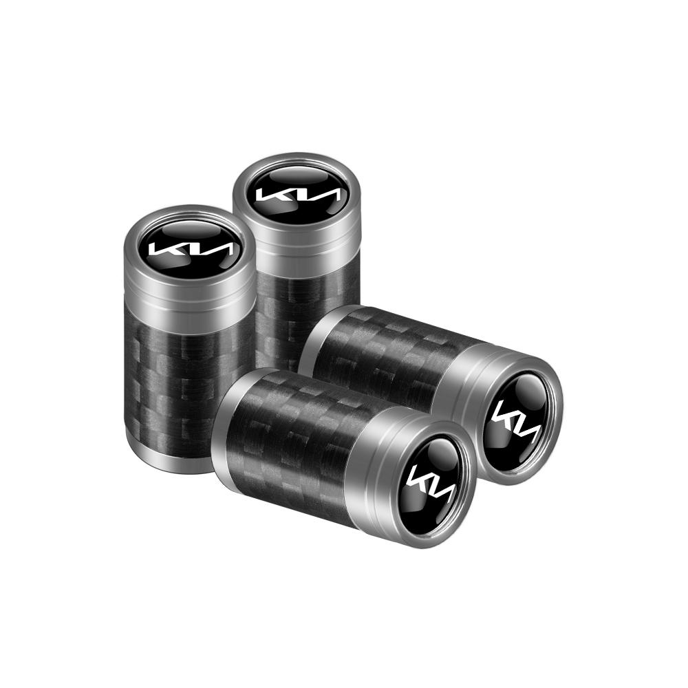 2026 Hot Car Sticker 4Pcs Metal Carbon Fiber Car Wheel Valve Stem Dust Cap Auto Accessories For Kia Rio 3 Soul Picanto EV6 Cerat