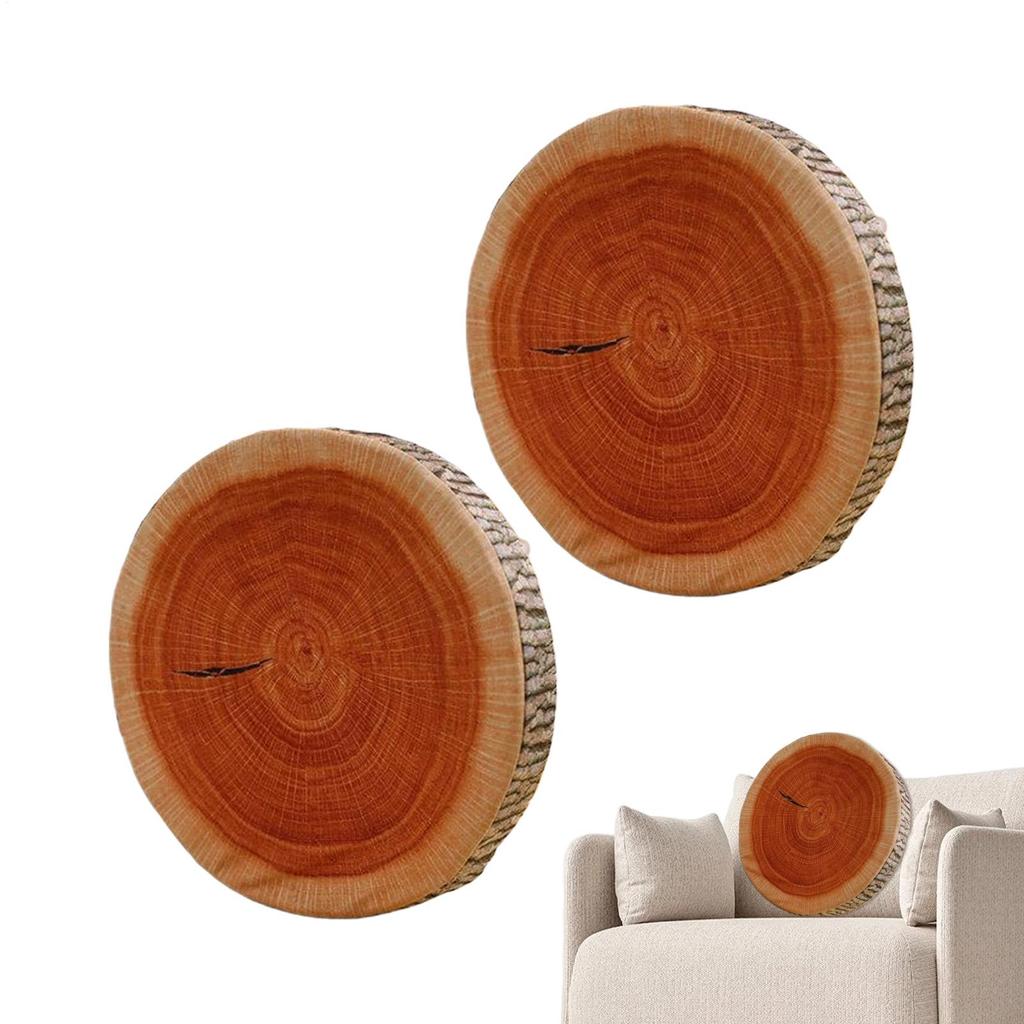 2 Pieces Simulated Tree Wheel Pillow Cylindrical Wooden Pile Pillow Cushion Realistic Cushion Natural Decor For Living Room