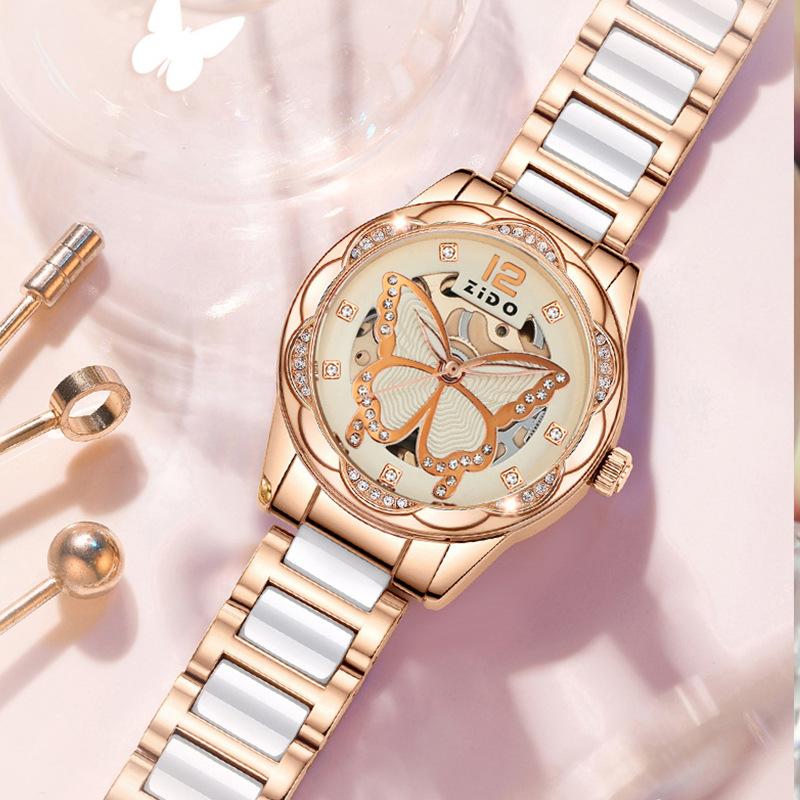 Watch Girls Automatic Non-Mechanical Watch Ceramic Butterfly Temperament Fashion Watch