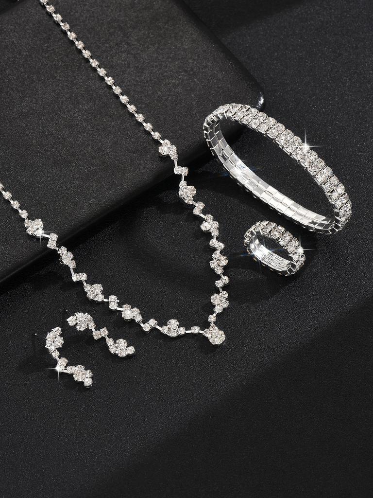 Bridal Black Luxury Evening Dress Necklace Earrings Set Wedding Ladies Personality Set Chain