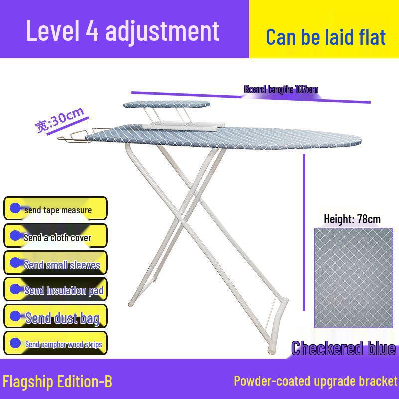 Reinforced Foldable Ironing Board with Handheld Rack - High-Grade Household Accessory