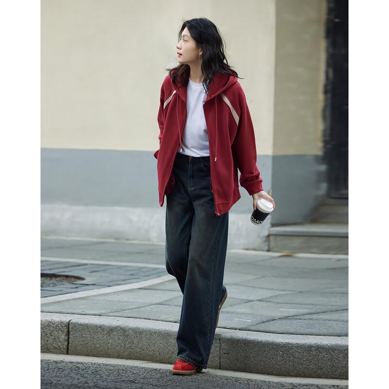 

Женский хлопковый кардиган с капюшоном и цветными блоками L