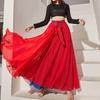 Two-Sided Chiffon Dance Skirt: Performance Long Dress with 540°/720° Swirl, Half-Body, Dual-Color Design