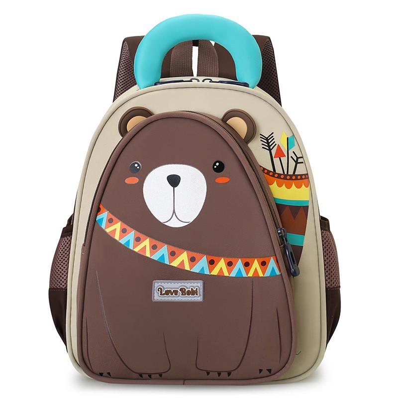 Bear Cartoon Pattern Cute Toddler Backpack With Nylon Fabric For Travel School