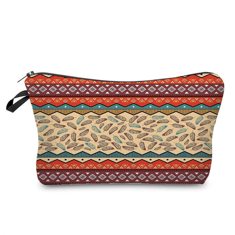 Women Geometric figure Print Cosmetic Bag Toiletries Organize Travel Storage Case 6756 KTB