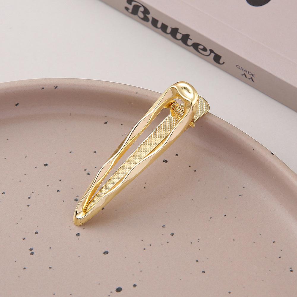 3pcs Metal Cutout Hair Clip Duck Beak Clip Square Clip Pearl Clip Diy Hair Accessories