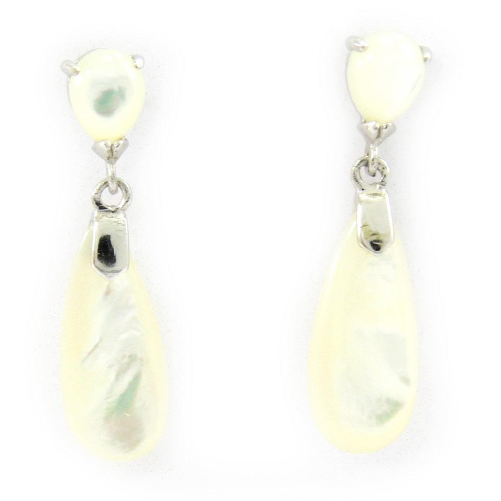 Les Trésors De Lily [G9007] - Silver 'Eva' Mother-of-Pearl Earrings