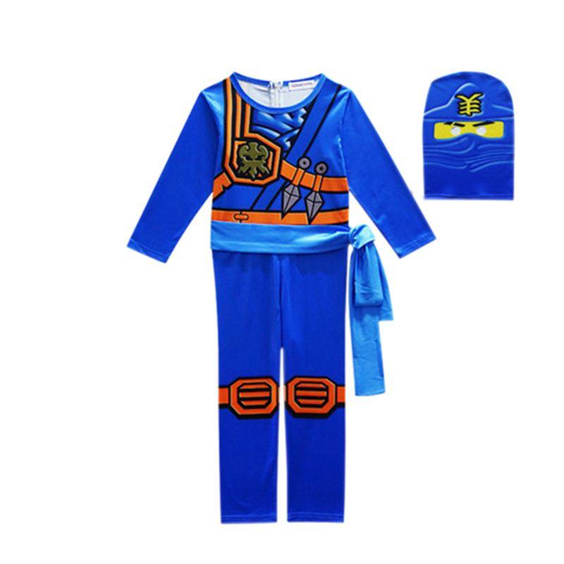 Ninjago Kids Kai Jay Cosplay Glove Hat Jumpsuit Set Halloween Clothes Party