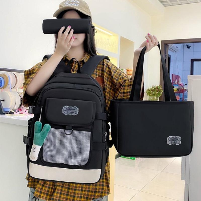 Schoolbag Korean version ins solid color large capacity fashion lightweight simple casual versatile junior high school high school student backpack