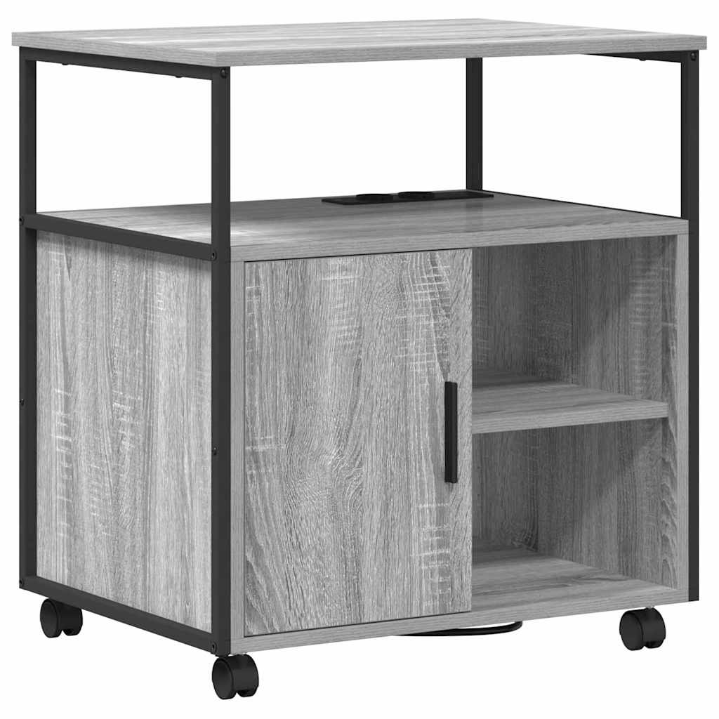 Cabinet with Charging Station and Wheels Grey Sonoma 61 x 46 x 67 cm