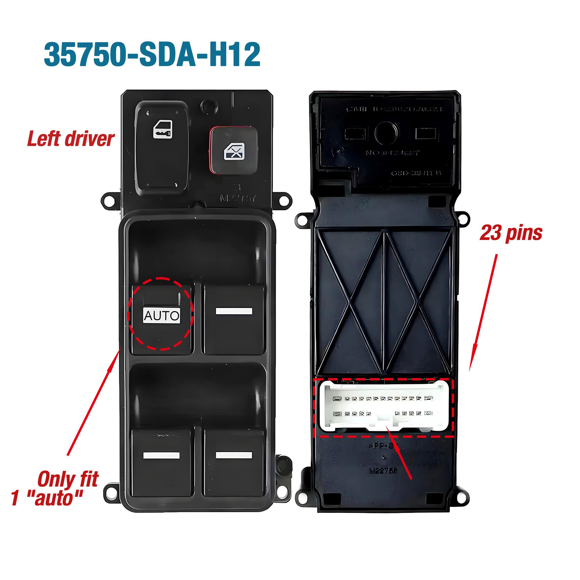 35750-SDA-H12 35750SDAH12 For Honda Accord 2003 2004 2005 2006 2007,Left Side Electric Power Master Window Control Switch Button 35750-SDA-H12