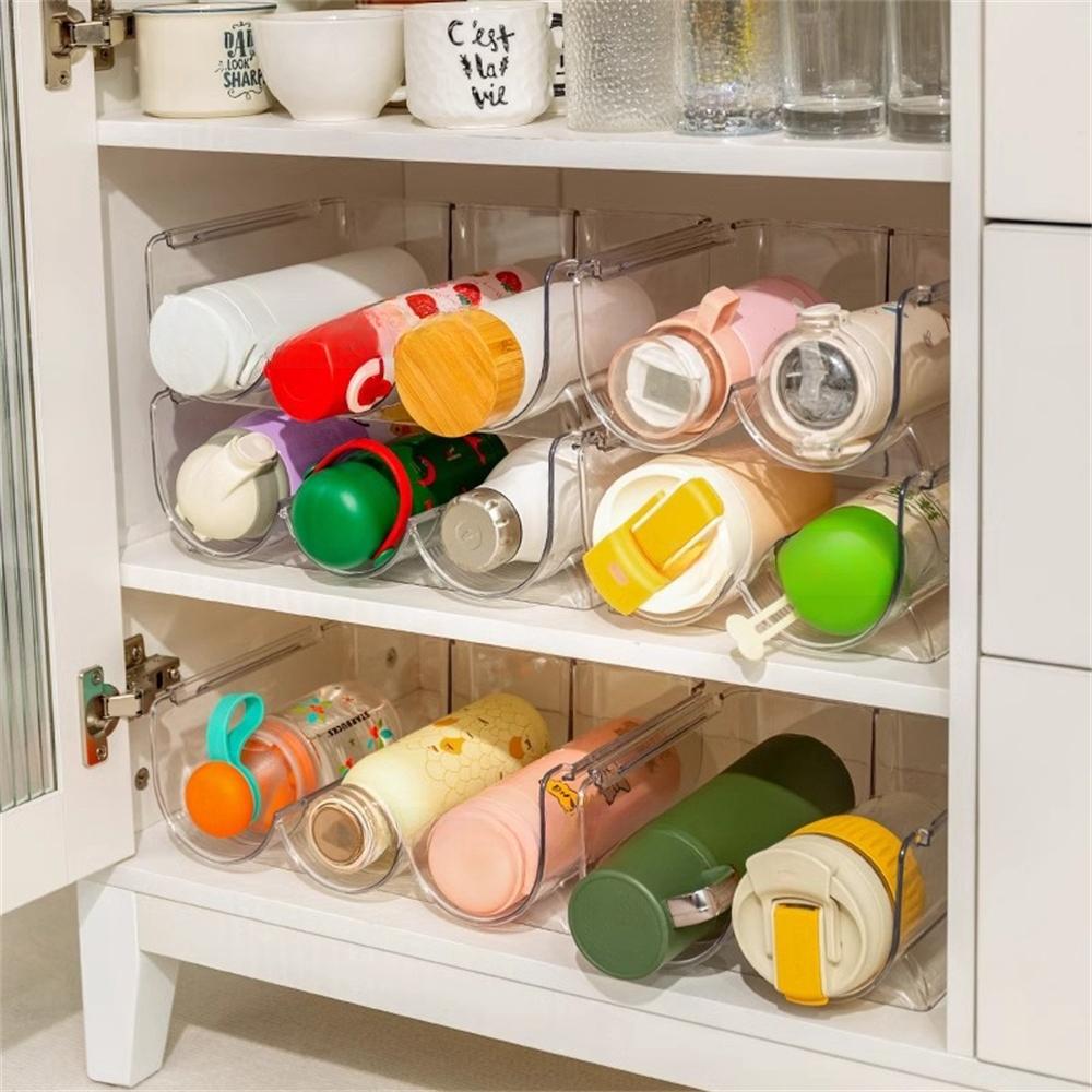 Transparent Water Cup Storage Rack Tabletop Wine Beverage Bottle Rack Holder Multi-layer Stackable Refrigerators Drink Organizer