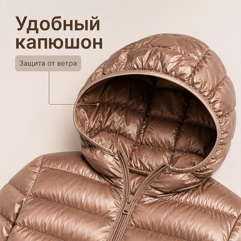 Women's Down Coats - Women Ultralight Packable Hooded Puffer Jacket, Solid Color Full Zip Quilted Short Coat with Storage Bag, Windproof Lightweight