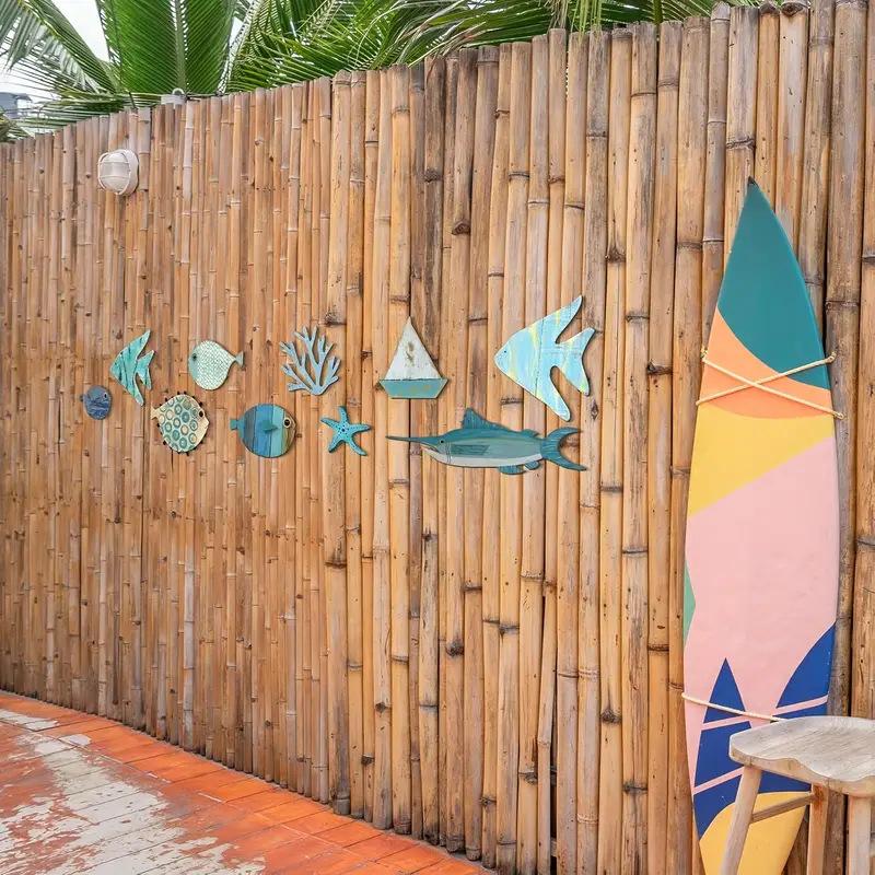 10 Stück Handgefertigte Holz Ozean Wanddeko Fisch Koralle Seestern Segelboot Set Zuhause Badezimmer Küstenstil Kunst Heimdekoration