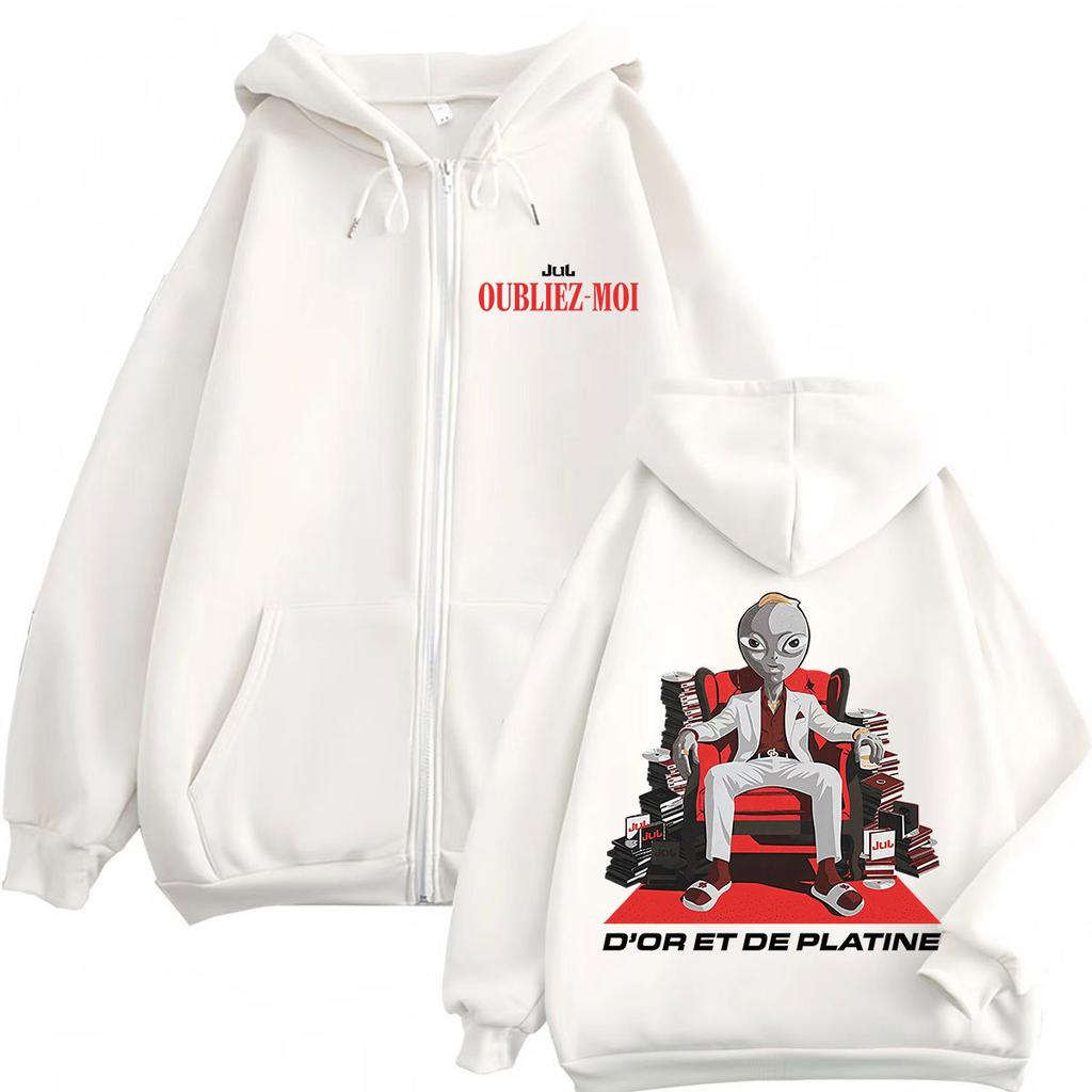 Rapper Jul OUBLIEZ-MOI Fashion Print Zipper Hoodie Men Women Fashion Sweatshirts Winter Aesthetics Casual Loose Zip Up Jacket
