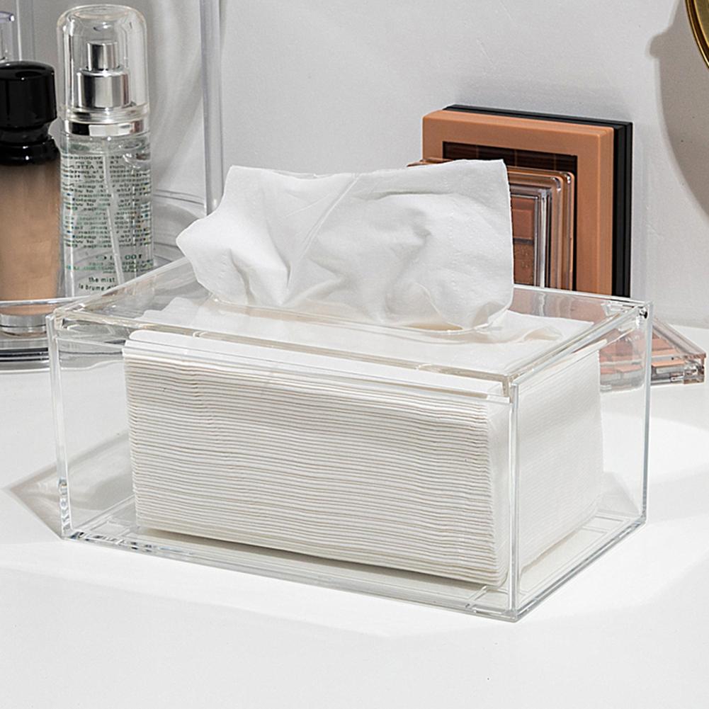 Tissue Box Waterproof Transparent Visible Acrylic Clear Napkin Paper Storage Box Home Organizer Daily Use