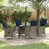 5-piece Garden Dining Set with Gray Poly Rattan Cushions 3379592