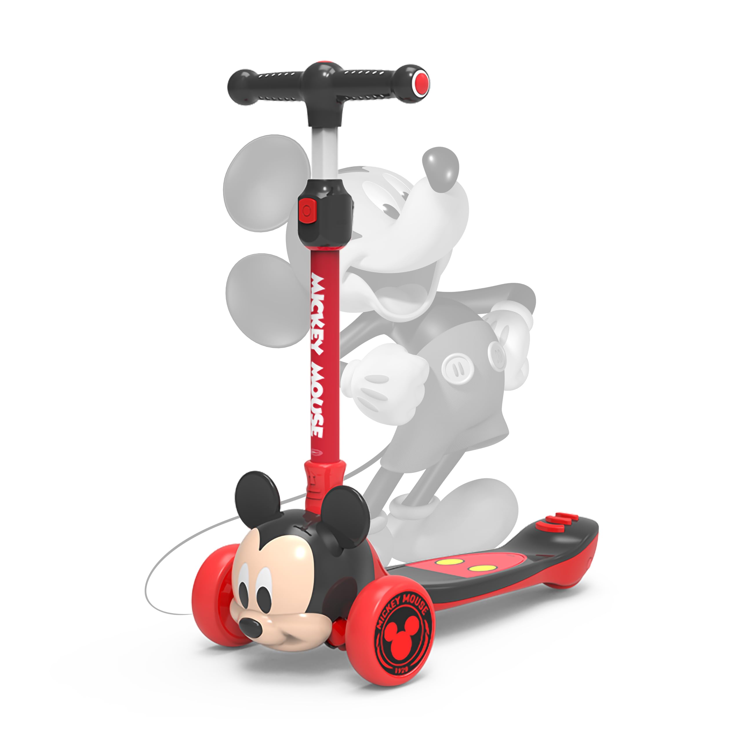 

Officially licensed Disney 3-way kick scootertricycle with LED-illuminated tires, adjustable handlebar height, directional control, 3D character