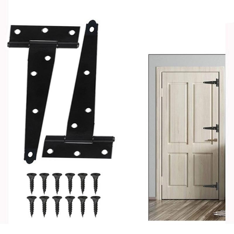 Iron T Styles Hinges for Wooden Door Includes Screws Rustproofed 270 Degree Rotation for Indoor Outdoor Use