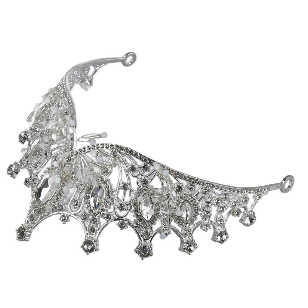 Women Wedding Crown Bride Alloy Rhinestone Crown Hair Accessory for Prom Costume Party