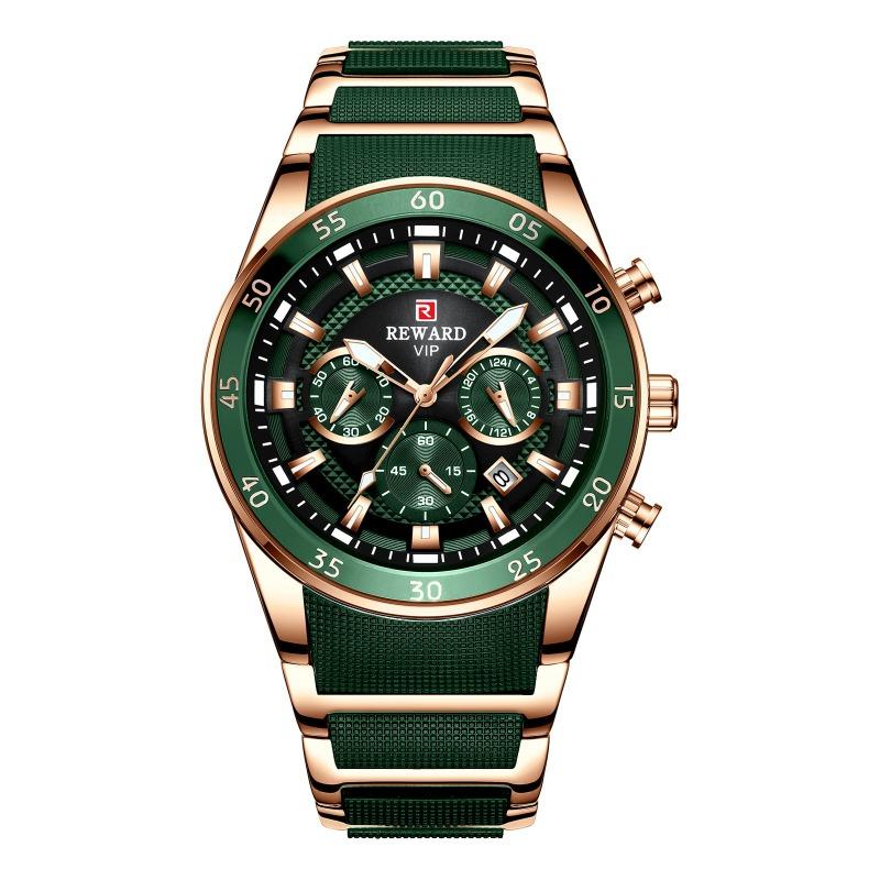 Rewd Multifunctional Sports Three-eye Watch Calendar Luminous Waterproof Solid Steel Belt M Men's Watch