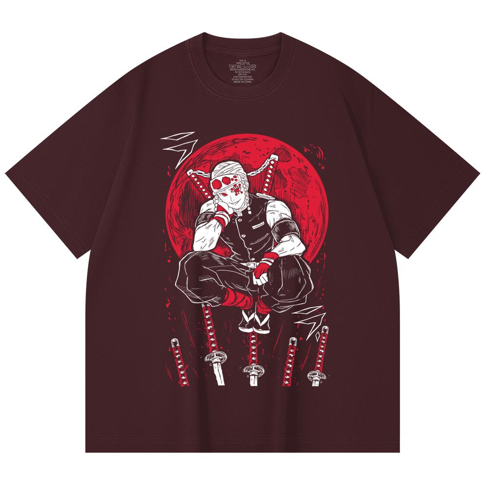 

230 Gsm 100% Cotton Demon Slayer V48 Uzui Print Unisex Heavy Cotton T Shirt 2XL