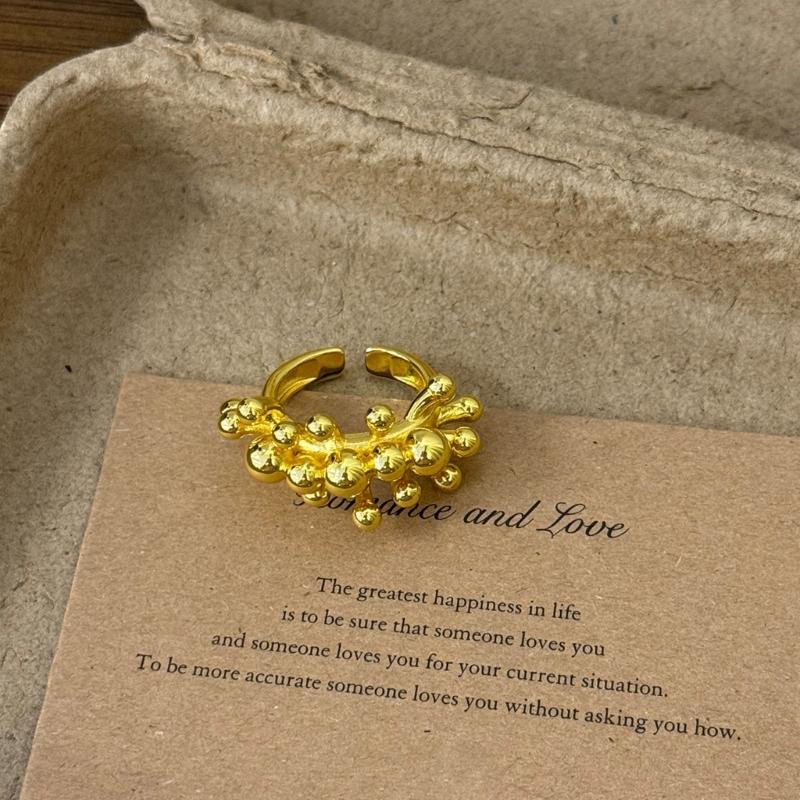 Handgjord Metallpärlring Med Flexibel Storlek Modern Modeaccessoar Justerbar Öppning Fingeraccessoarer