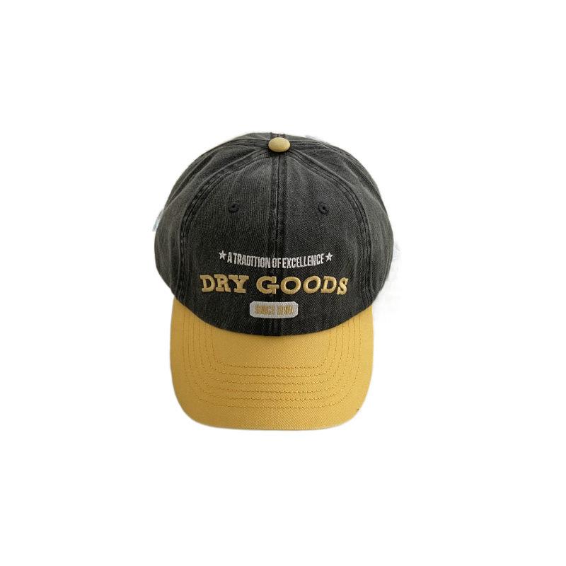 American Retro Baseball Caps Men And Women Spring And Summer Street Color Contrast Splicing Letter Embroidery Soft Top Niche Washed Cap