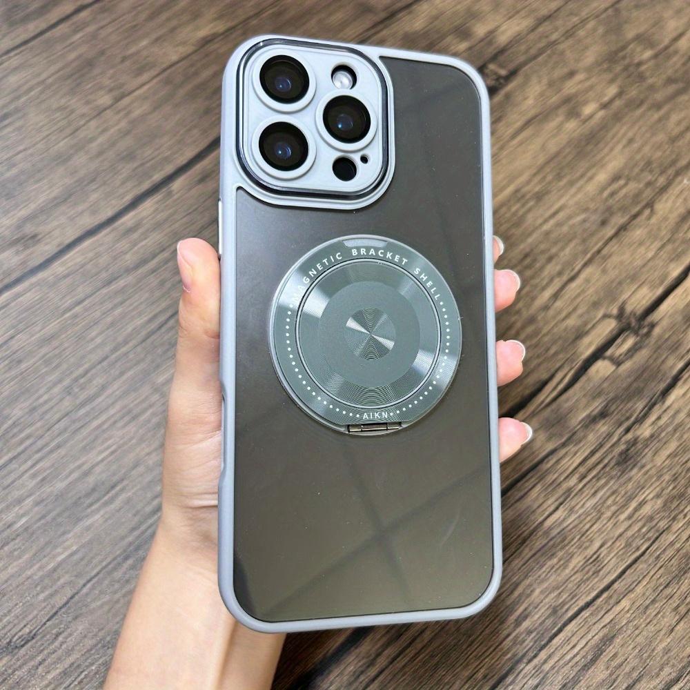 Luxuriöse magnetische Lade-Klapphülle mit versteckter Halterung für iPhone 16 15 14 13 Pro Max, All-Inclusive-Linsenschutzabdeckung