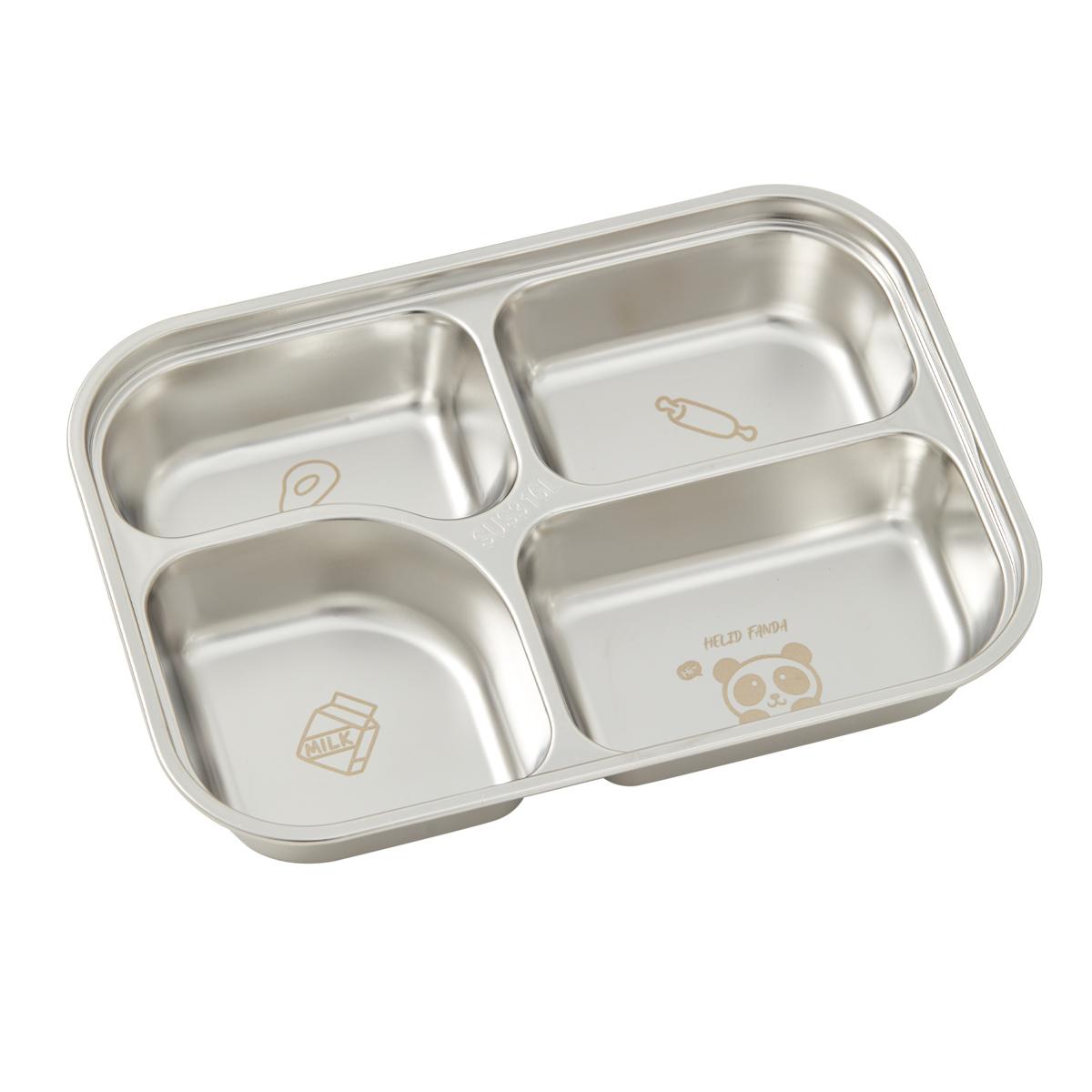 

1 л Обеденная тарелка из нержавеющей стали 304 Прочная тарелка для еды 4/5 секционная Ланч-бокс Кухонная посуда 4/5 секции Обеденное блюдо