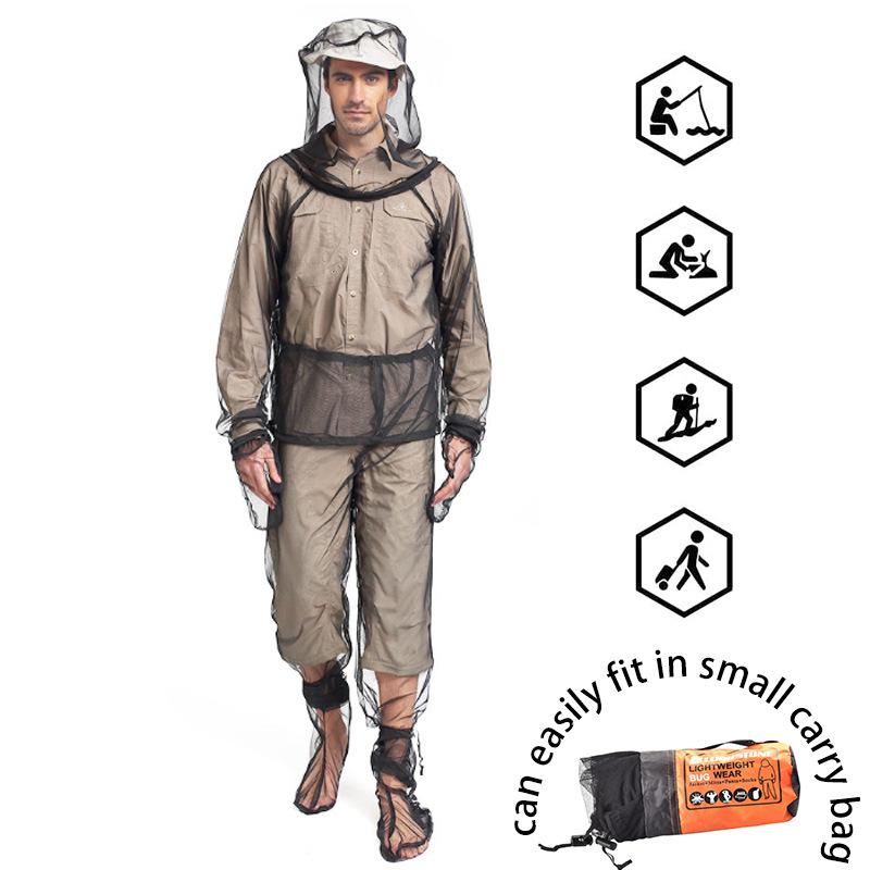 Mesh Hooded Bug Jacket Suit, Anti Mosquito Net, Mitt Mesh Clothes, Carry Pouch For Protective Hunting, Fishing, Hiking