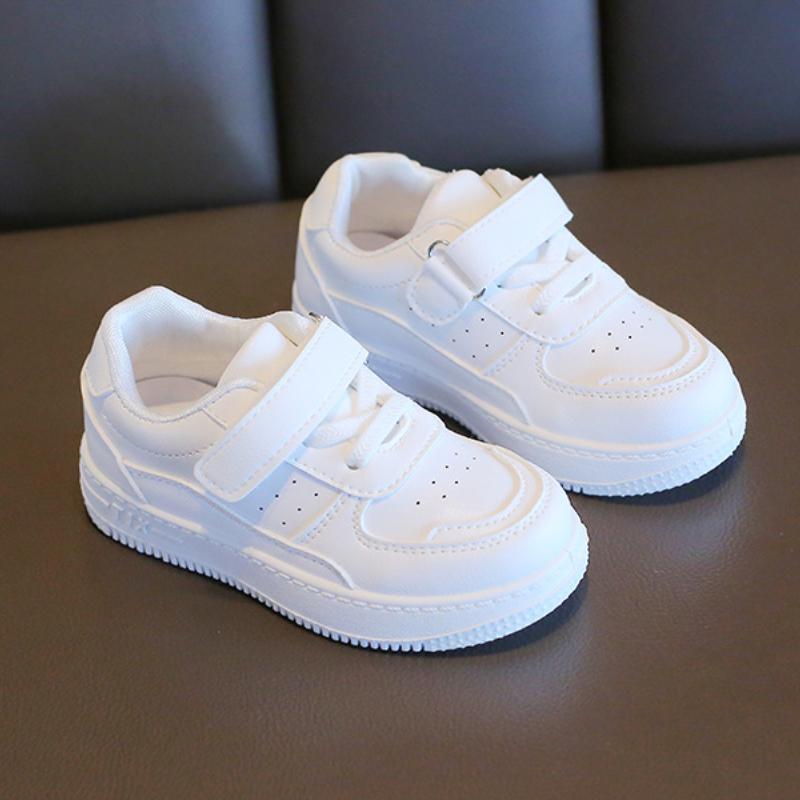 

Children s Little White Shoes Spring and Autumn Boys and Girls Sports Shoes Casual Board Shoes Leather Surface Soft Bottom Baby Shoes 38 білий
