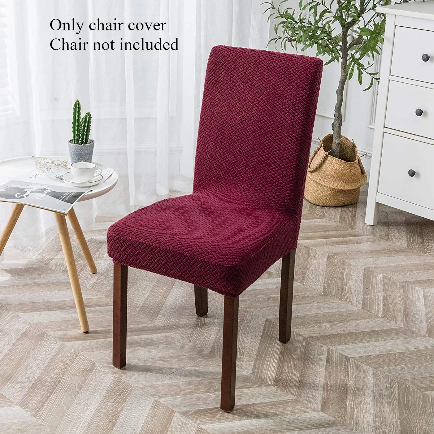 Чехол для стула с жаккардовым узором в длинную сетку, универсальный чехол для сиденья для дома, нескользящий, эластичный, чехлы для стульев для столовой, гостиной 1pcs chair cover вино красного