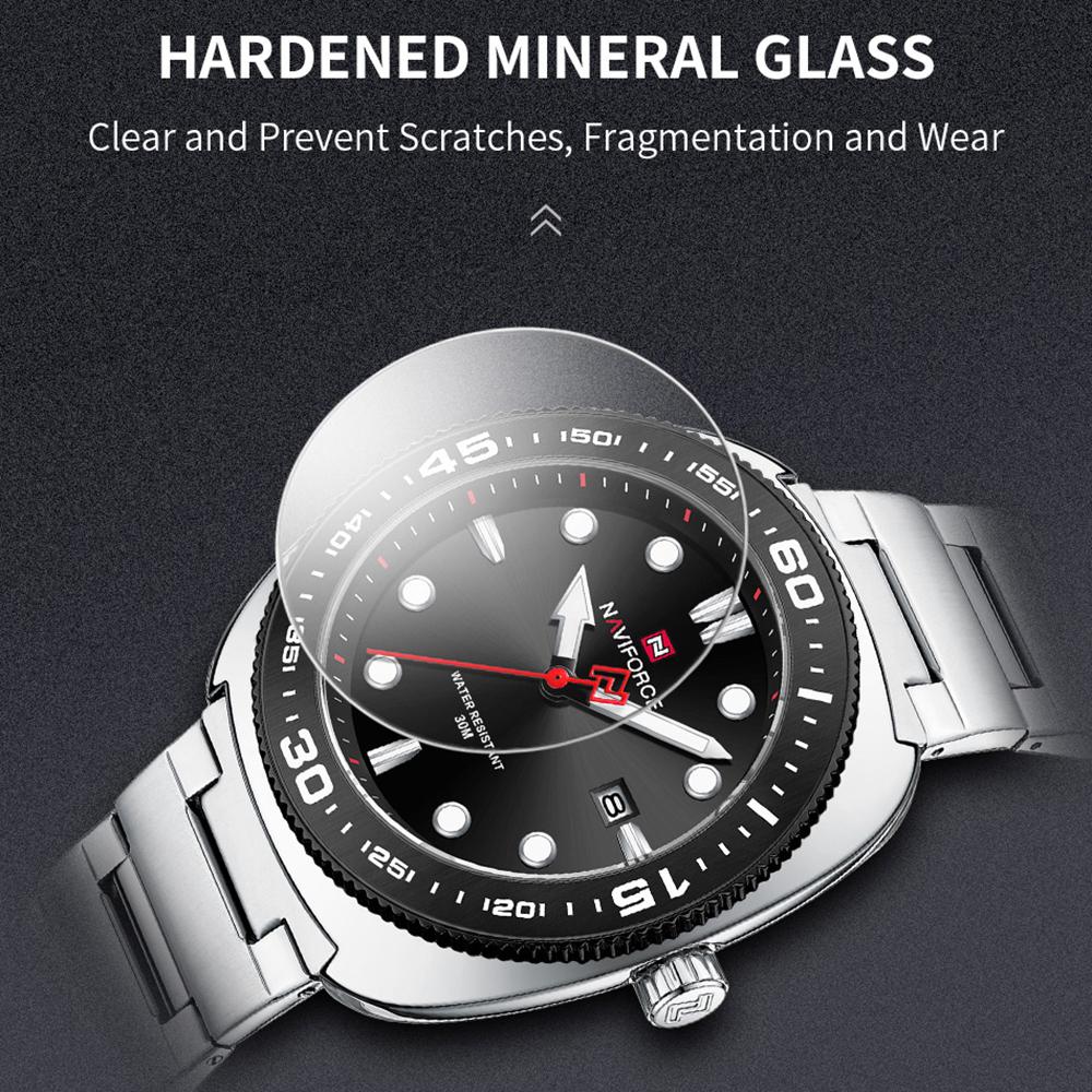 NAVIFORCE Men's Watch Quartz Calendar Luminous Pointer Stainless Steel Strap Waterproof Fashion Casual Watch NF9250