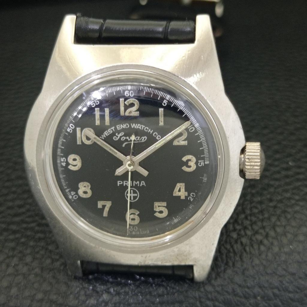 VINTAGE WEST END WATCH CO HAND-WINDING SWISS BOY BLACK DIAL WATCH a703797-1