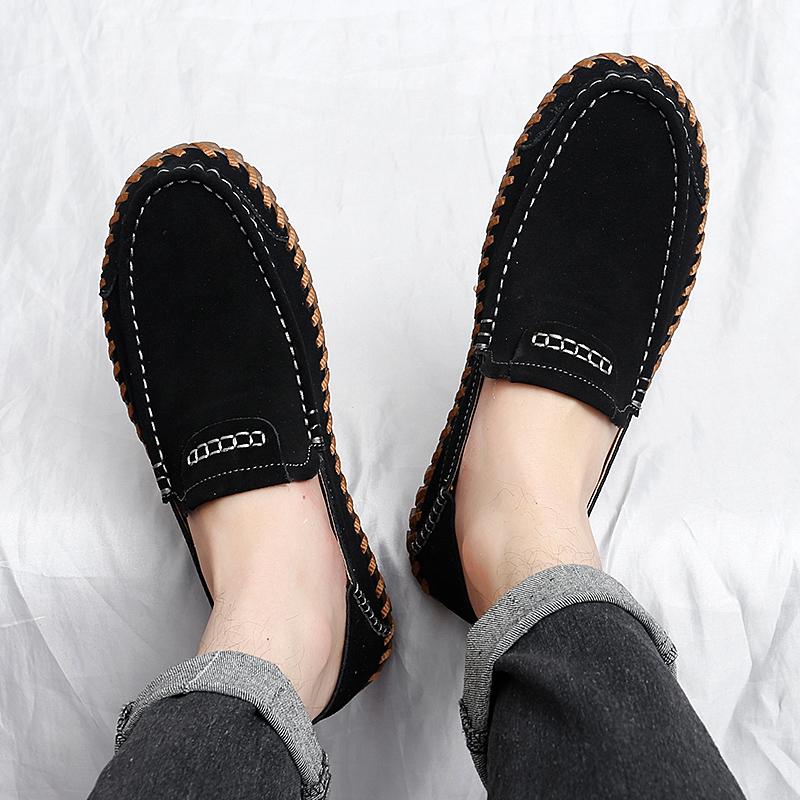 Pánské mokasíny, boty na řízení, pohodlné baleríny, ležérní nazouvací letní boty nadměrné velikosti, outdoorové boty, ručně šité zelené široké boty