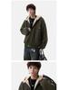 Zuoshan Diao Men's Hooded Cotton Jacket: Winter Velvet, Thick, Loose Fit, Youthful Trendy American Workwear Style.