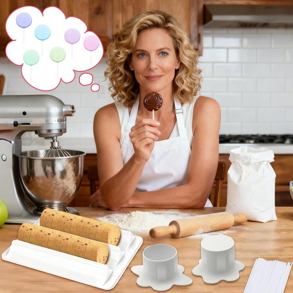 Double Slot Circle Cake Pop Mold Set ABS Lollipop Molds Baking Mold Round Cookie Cutters  Kitchen