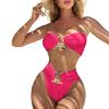 Elegant High Waist Bathing Suit with Unique Metal Detail for Fashion Forward Women Lightweight Beach Swimwear
