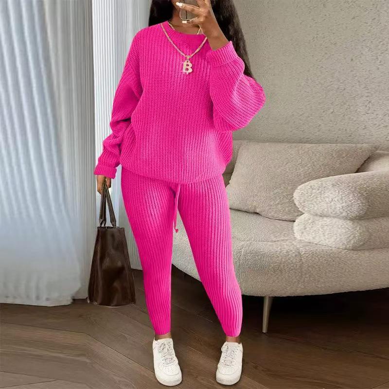 European & American Fashion Knitwear: Women's Soft & Fluffy Sweater and Pants Set for Autumn & Winter