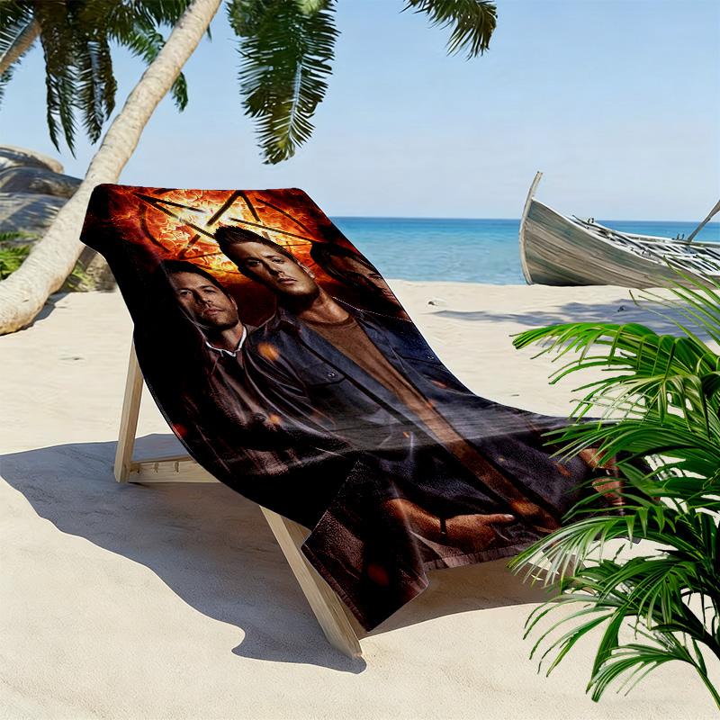 Supernatural Print Beach Towel, Large Soft Quick Dry Towel for Beach Camping Swimming
