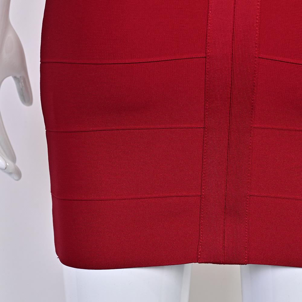 Elegant Sleeveless Burgundy Striped Bandage Dress - Low Cut & Stretchy Women's Fashion