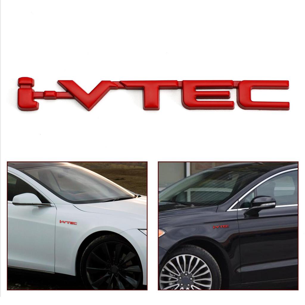 3D Metal i-VTEC Car Trunk Rear Turbo Fender Emblem Badge Decals Stickers Silver/Black/Red